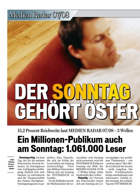 9,8 % Reichweite (LpA) 1.713.000 Leser in der Woche ... - Oe24.at