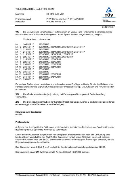 TEILEGUTACHTEN nach Â§19(3) StVZO Nummer 03-1416-A19-V02 ...