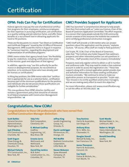 New Agreement Cements Bond Between CMAA, Corps of Engineers