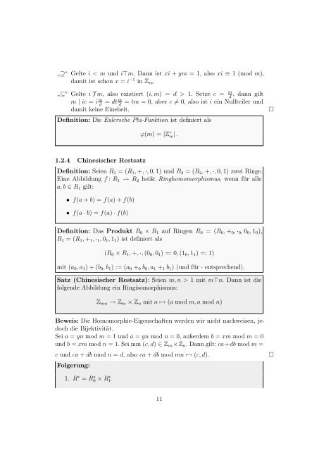 Algorithmische Zahlentheorie und Kryptographie - Mitschriften von ...