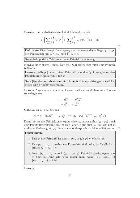 Algorithmische Zahlentheorie und Kryptographie - Mitschriften von ...