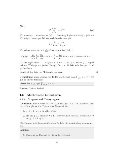 Algorithmische Zahlentheorie und Kryptographie - Mitschriften von ...