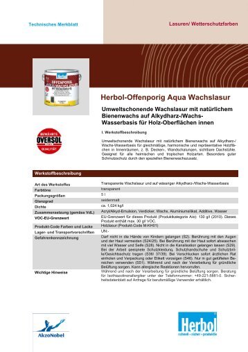 Herbol-Offenporig Aqua Wachslasur - Oversol