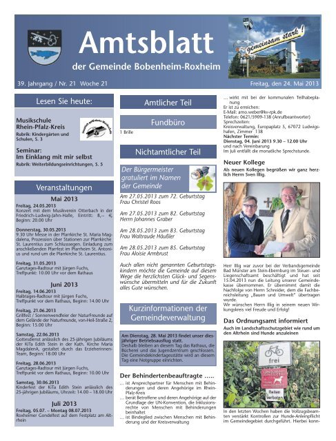 Amtsblatt - Gemeinde Bobenheim-Roxheim