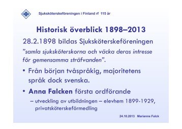 Historisk Ã¶verblick - SjukskÃ¶terskefÃ¶reningen i Finland rf