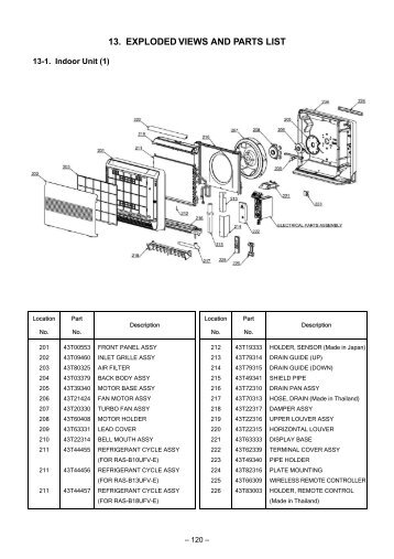 13. EXPLODED VIEWS AND PARTS LIST