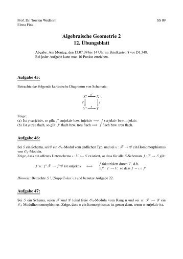 Algebraische Geometrie 2 12.Â¨Ubungsblatt
