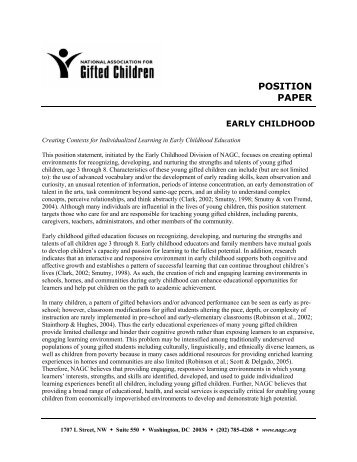 Early Childhood Position final - NAGC