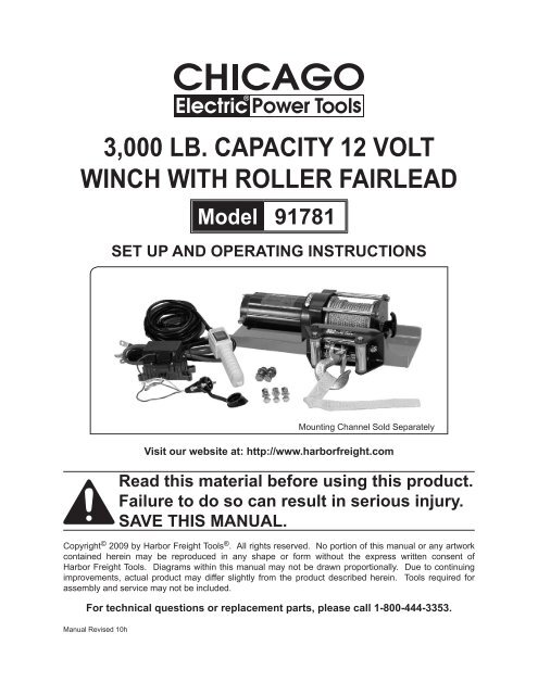 Chicago Electric Winch Parts