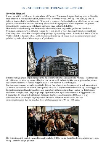 2a â STUDIETUR TIL FIRENZE 19/3 â 25/3 2011