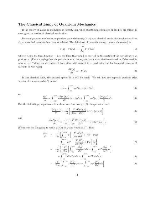 The classical limit of quantum mechanics (PDF)