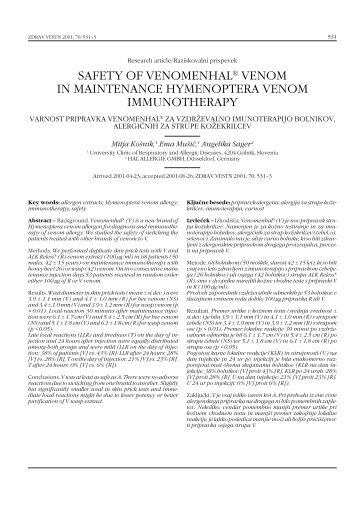 safety of venomenhalÂ® venom in maintenance hymenoptera venom ...