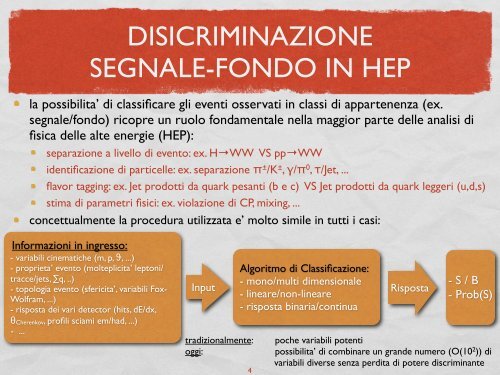 Discriminazione Segnale Fondo in HEP - INFN Sezione di Roma