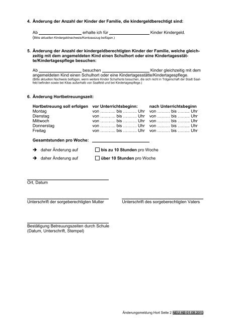 Amt fÃ¼r Kita/Schule/Hort - Saalfeld