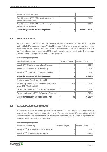 Schulungskatalog - Ceyoniq Technology GmbH