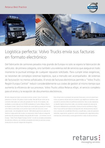 Volvo Trucks envÃ­a sus facturas en formato electrÃ³nico - Retarus