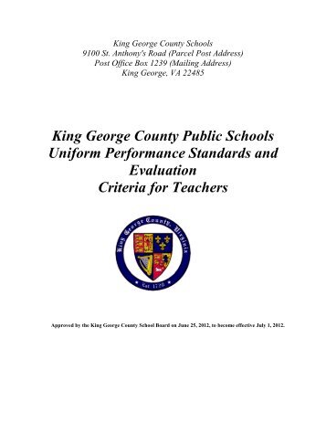 Evaluation Criteria for Teachers - King George County Schools