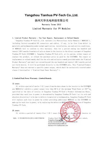 Yangzhou Tianhua PV-Tech Co.,Ltd. - Photon-Solar.de