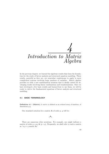 Introduction to Matrix Algebra - Statpower