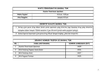 PERKHIDMATAN UJIAN YANG DIJALANKAN DI MAKMAL PATOLOGI