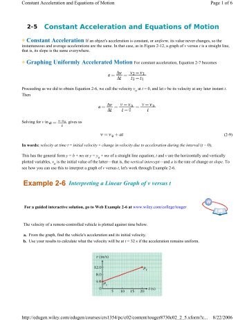 2-5 Constant Acceleration and Equations of Motion