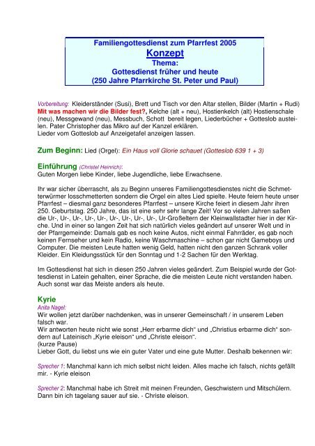 2005 Pfarrfest Thema Gottesdienst Fruher Und Heute