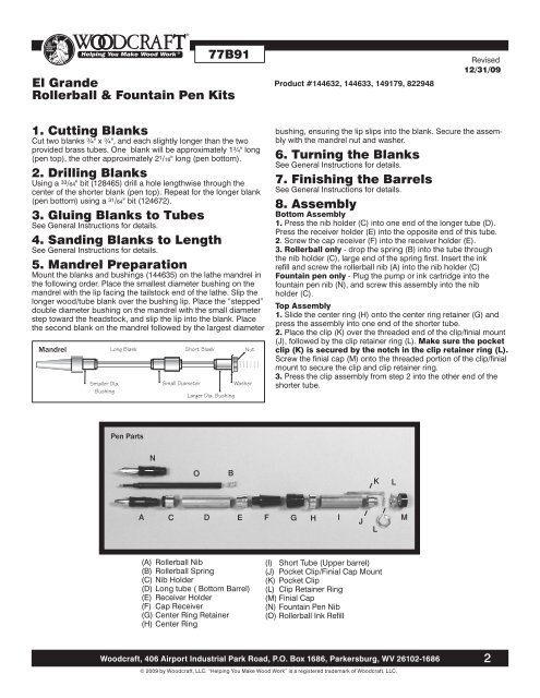 77B91 El Grande Rollerball & Fountain Pen Kits ... - Woodcraft
