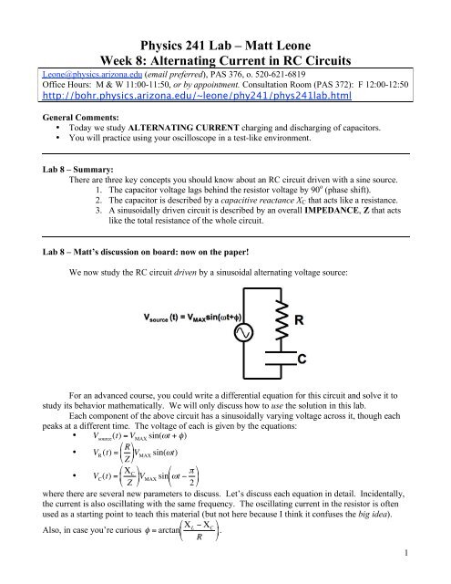 Alternating Current in RC Circuits