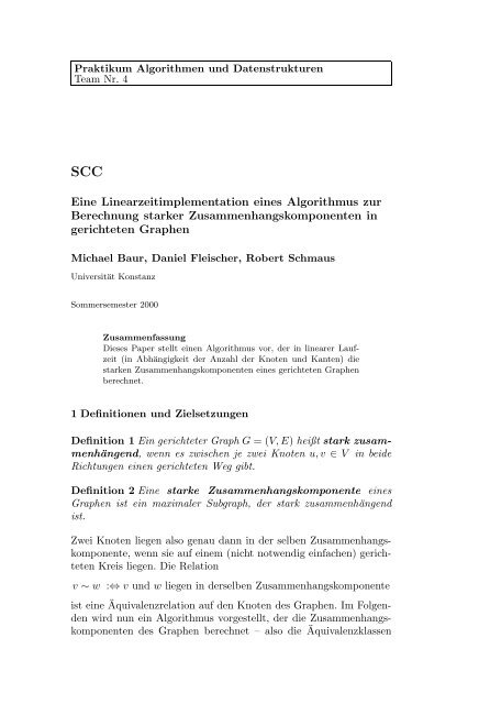 Hauptstudiumspraktikum Algorithmen und Datenstrukturen