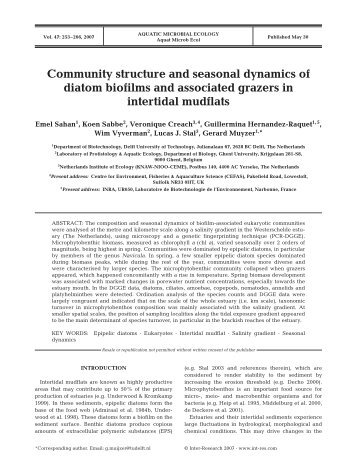 Community structure and seasonal dynamics of diatom biofilms and ...