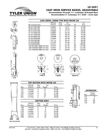 LP-5091 CAST IRON SERVICE BOXES, ADJUSTABLE - Tyler Union