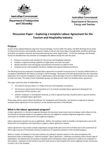 Discussion Paper – Exploring a template Labour Agreement for the ...