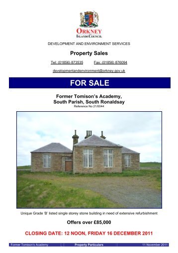 Former Tomisons Academy, South Parish, South Ronaldsay