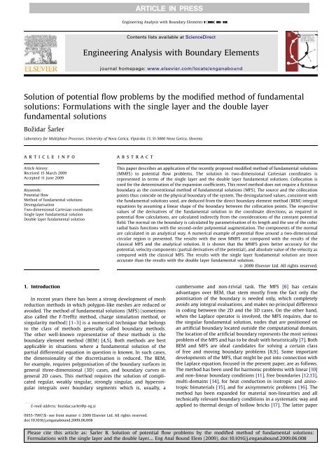 Solution Of Potential Flow Problems By The Modified Method Of