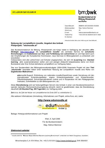 BMUKK: Erlass zu edumoodle
