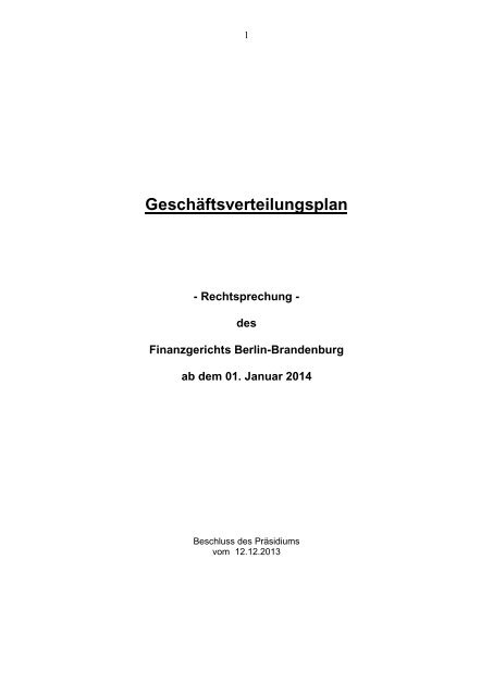 Geschäftsverteilungsplan ab dem 01.01.2014 - Finanzgericht Berlin ...