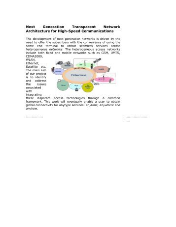 Next Generation Transparent Network Architecture for High