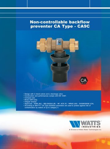 Non-controllable backflow preventer CA Type ... - Watts Industries