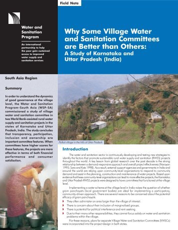 Why Some Village Water and Sanitation Committees are ... - WSP