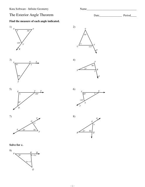 4 The Exterior Angle Theorem (PDF) - Kuta Software