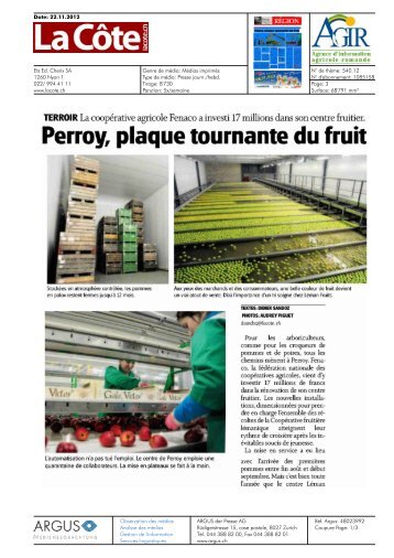 Perroy, plaque tournante du fruit - Swisscofel