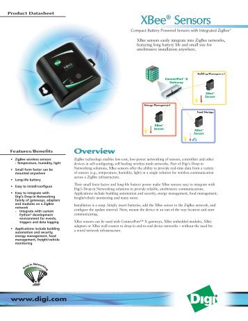 XBee Sensors with Integrated ZigBee - Datasheet - M2M Design