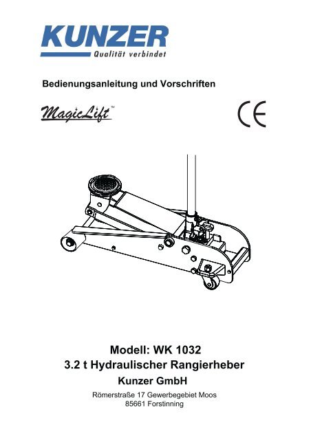 3.2 t Hydraulischer Rangierheber Modell: WK 1032 - KUNZER GmbH