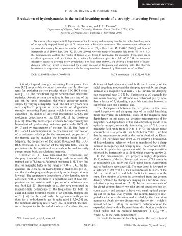 Breakdown of hydrodynamics in the radial breathing mode of a ...