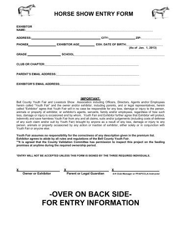 horse show entry form