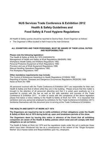 Health & Safety Guidelines and Food Safety & Hygiene Regulations.