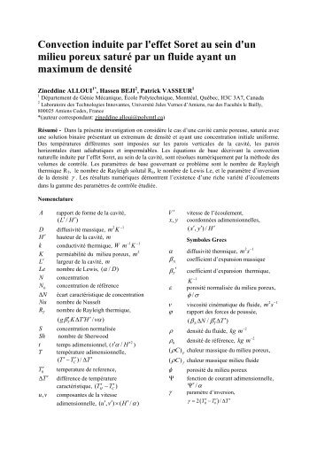 Convection induite par l'effet Soret au sein d'un milieu poreux saturÃƒÂ© ...