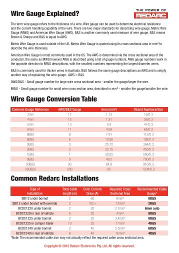 Wire Gauge Worksheet - REDARC Electronics