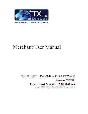 Merchant User Manual - RedFin Network