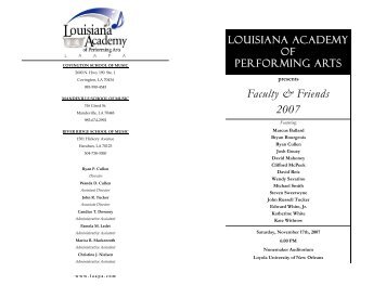 Faculty Recital Nov. 17, 2007 - Louisiana Academy of Performing Arts